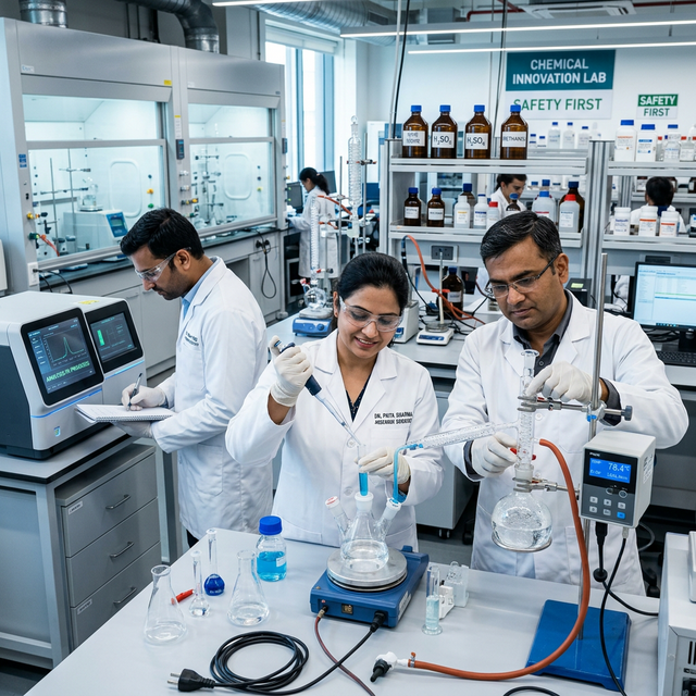 Indian scientists working in a lab